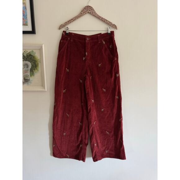 FREE PEOPLE Clifton Cord Red Deer Darlin' Wide Leg Jeans Size 24 - Picture 4 of 9